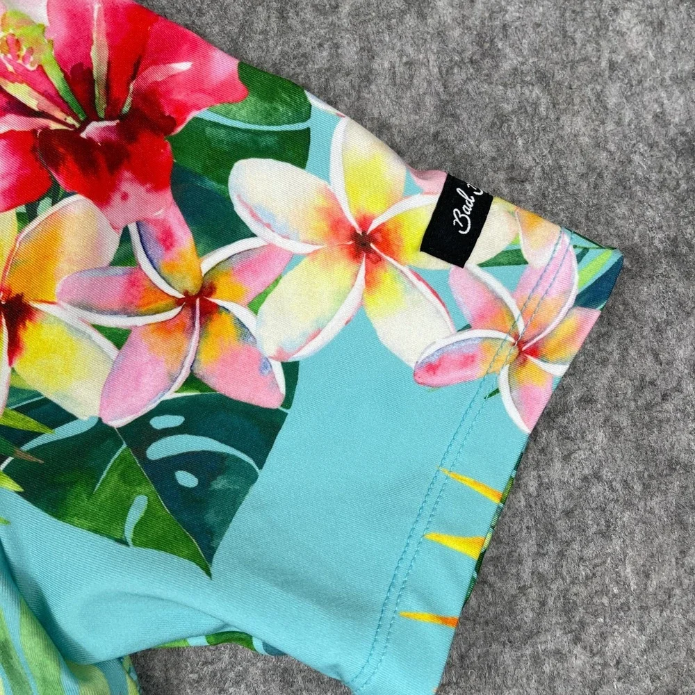 Bad Birdie Golf‎ Shirt Mens Large (Small) Colorful Tropical Floral Performance